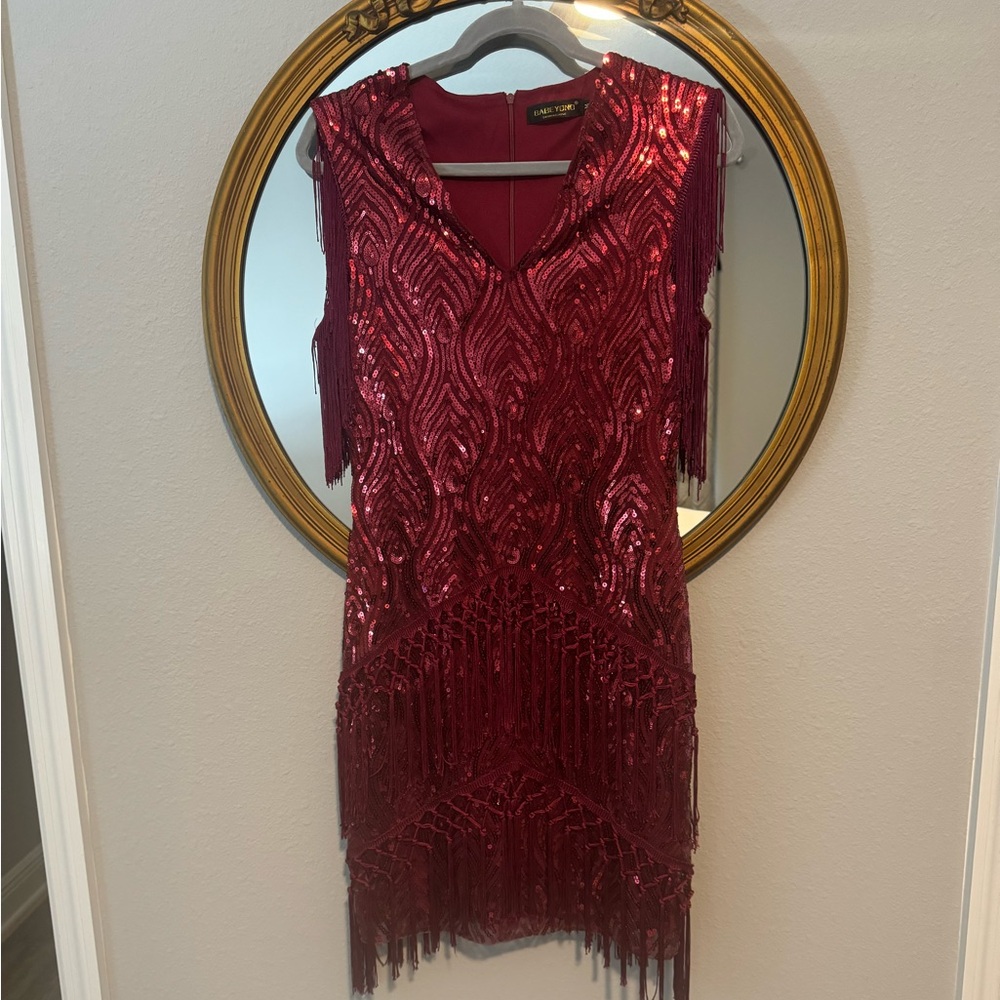 Babeyond Red Sequin Flapper Dress